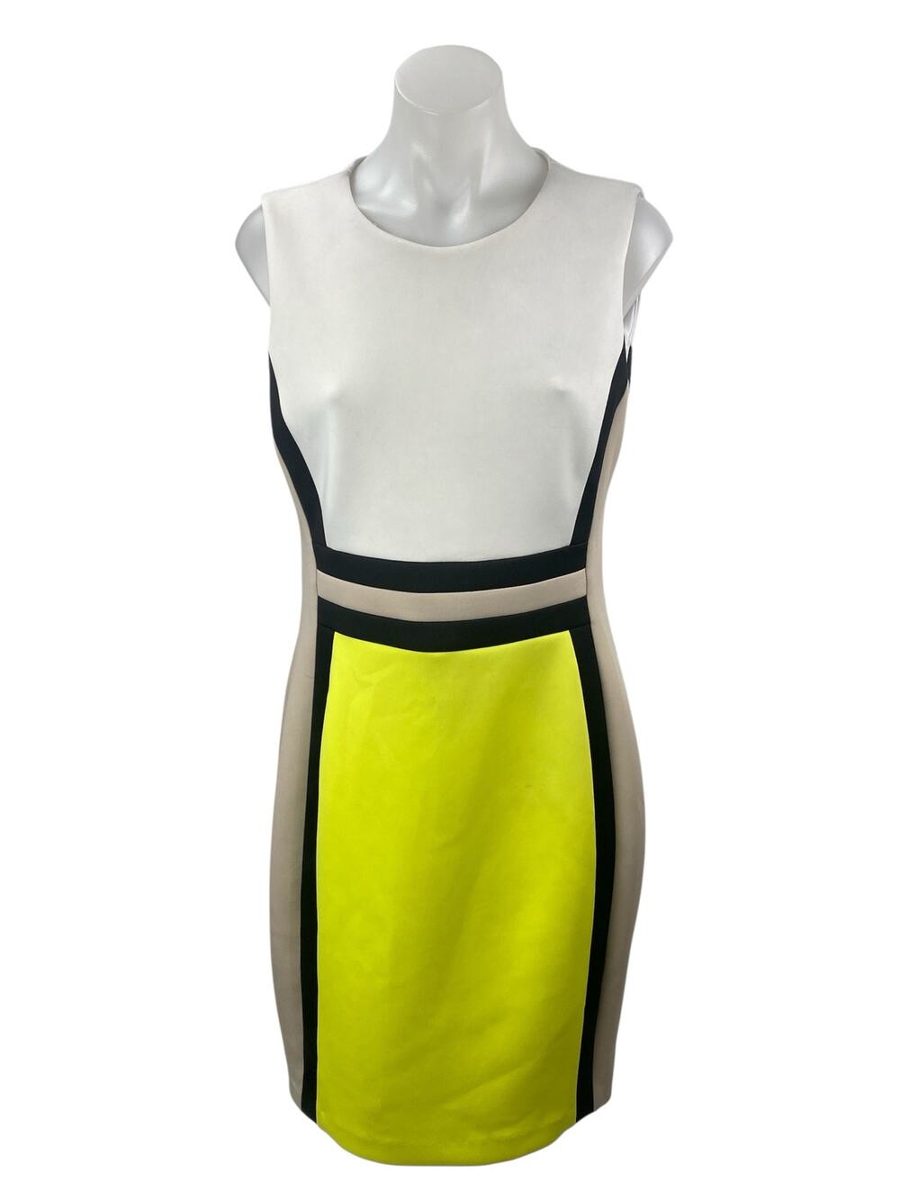 Calvin Klein Multicolor Sleeveless Colorblock Scuba Tank Mini Sheath Dress Sz 10